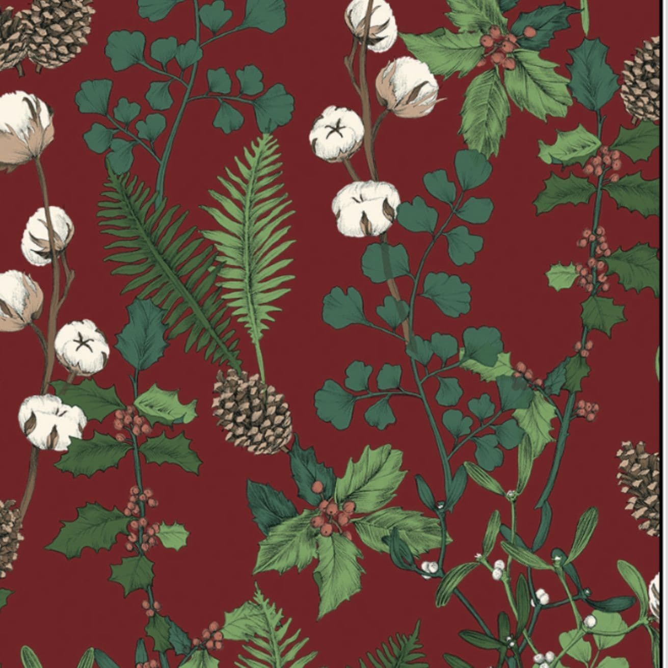 Christmas Holly French Oilcloth