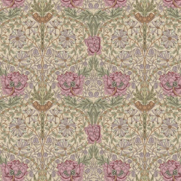 William Morris Honeysuckle Oilcloth in Rose