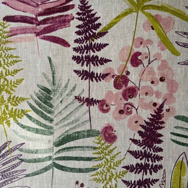 Magic Forest Linen French Oilcloth in Rose