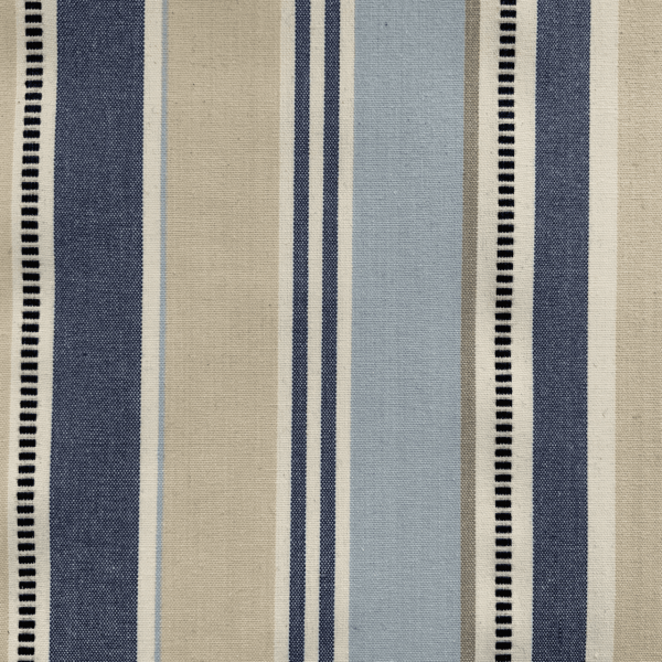 Deckchair Stripe Extra Wide French Oilcloth in Blue and Beige
