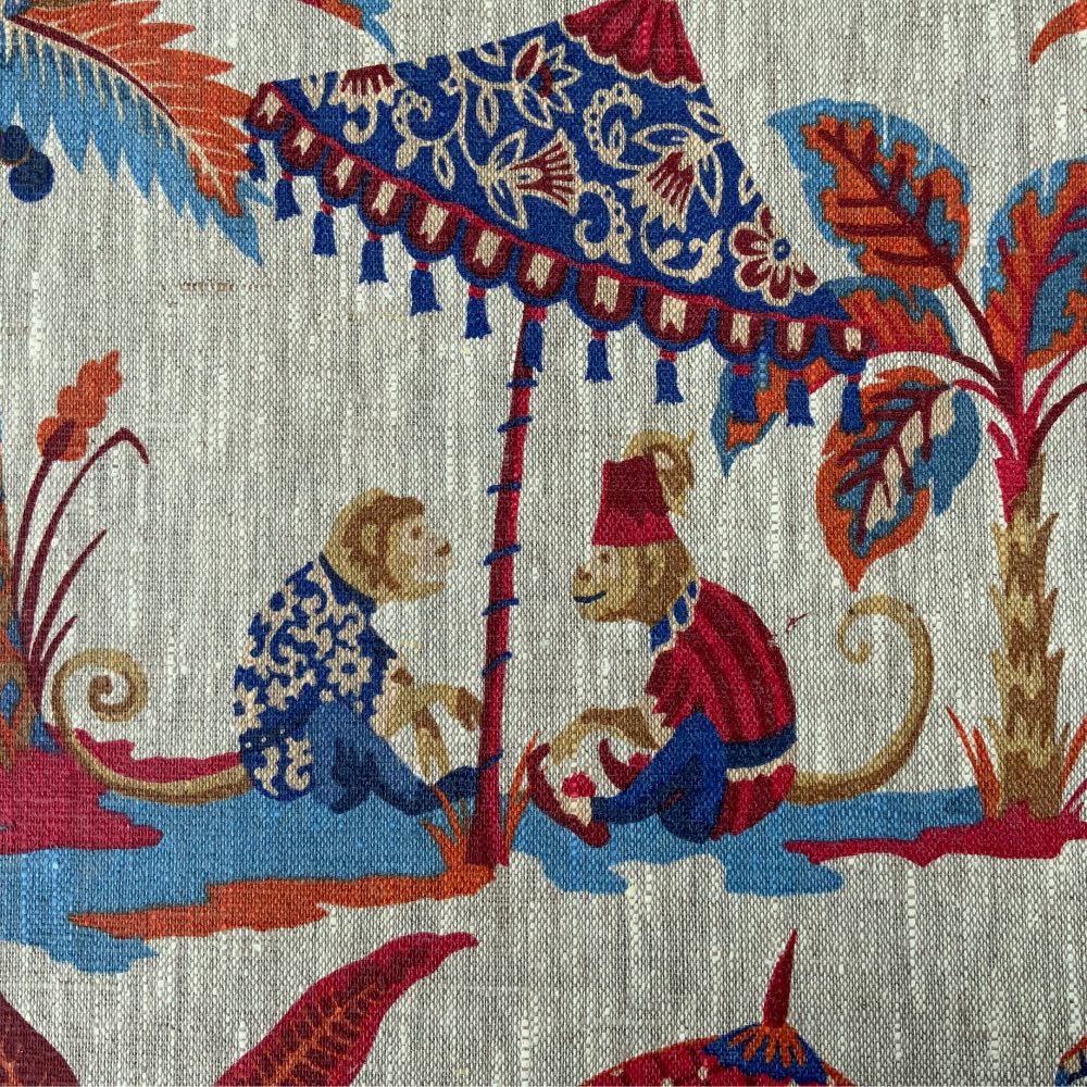 Exotic Monkey French Oilcloth in Terracotta