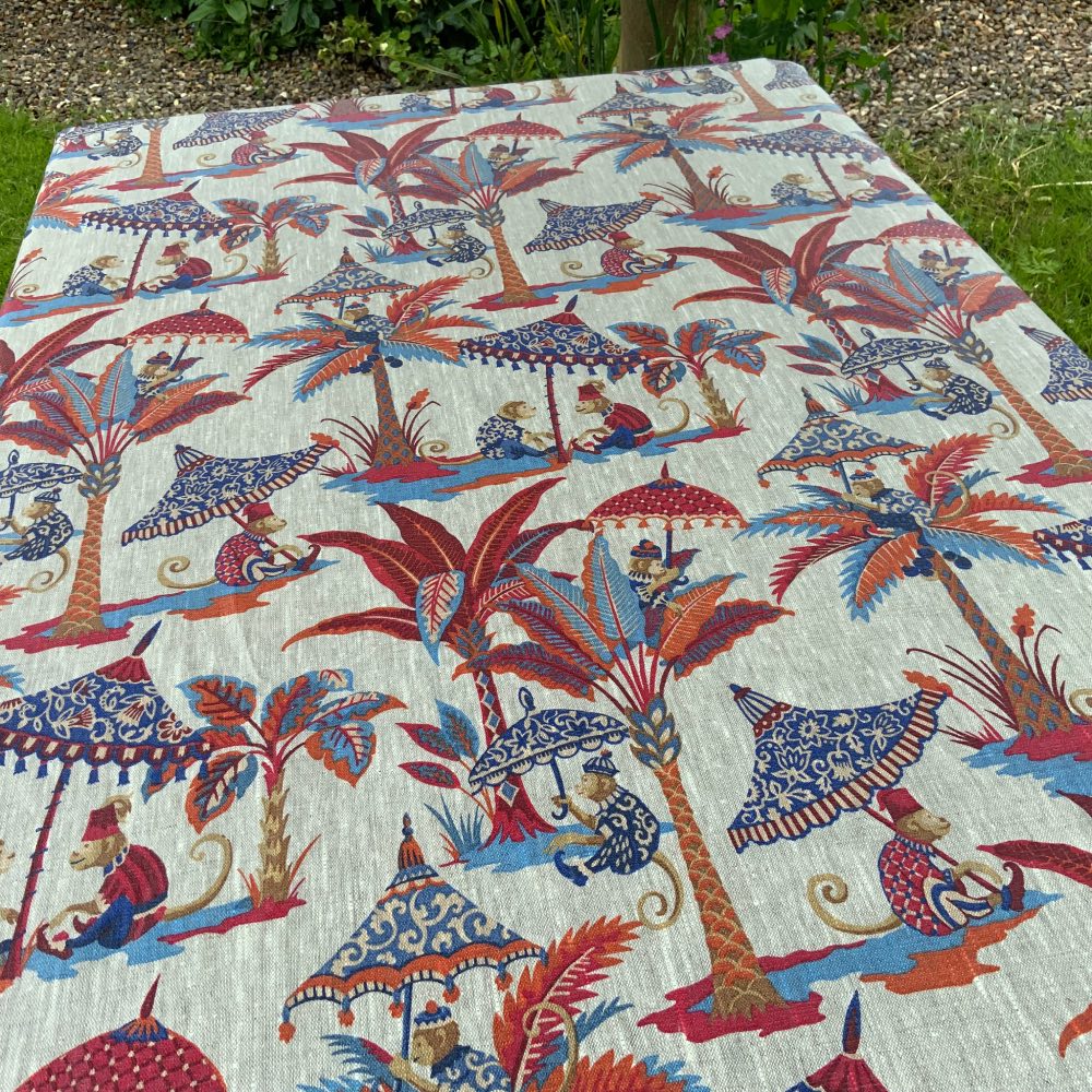 Exotic Monkey French Oilcloth in Terracotta