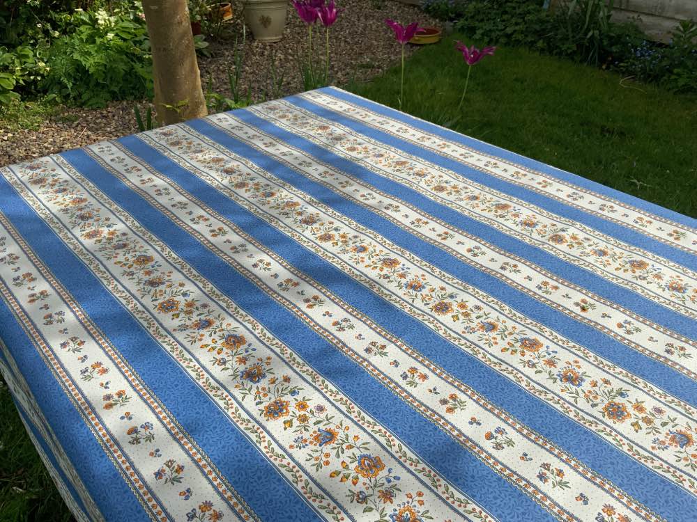 Regency Stripe Extra Wide French Oilcloth in Blue
