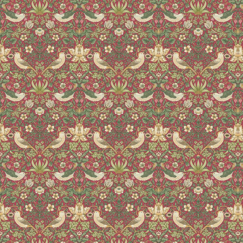 William Morris Strawberry Thief Oilcloth in Crimson