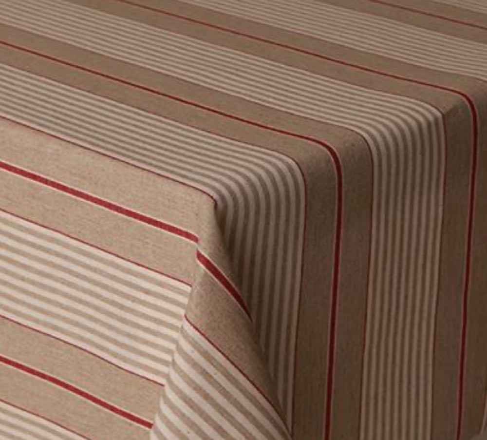 Ticking Stripe Extra Wide French Oilcloth in Red