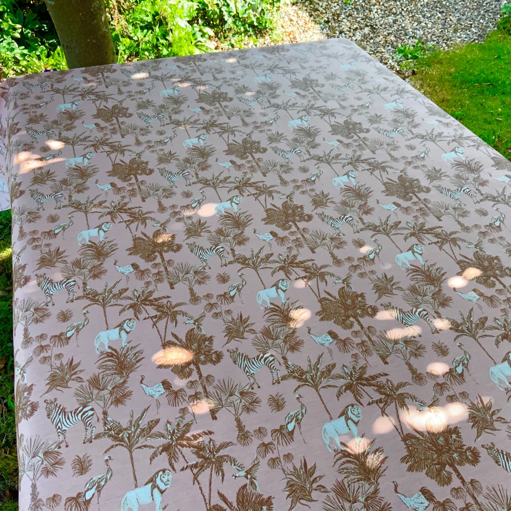 Zebra Safari Extra Wide Oilcloth in Rose