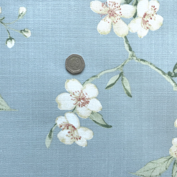 Cherry Blossom Oilcloth in Blue