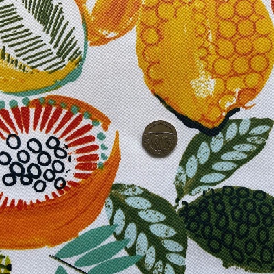 Citrus Fruits Extra Wide Acrylic Oilcloth in Yellow