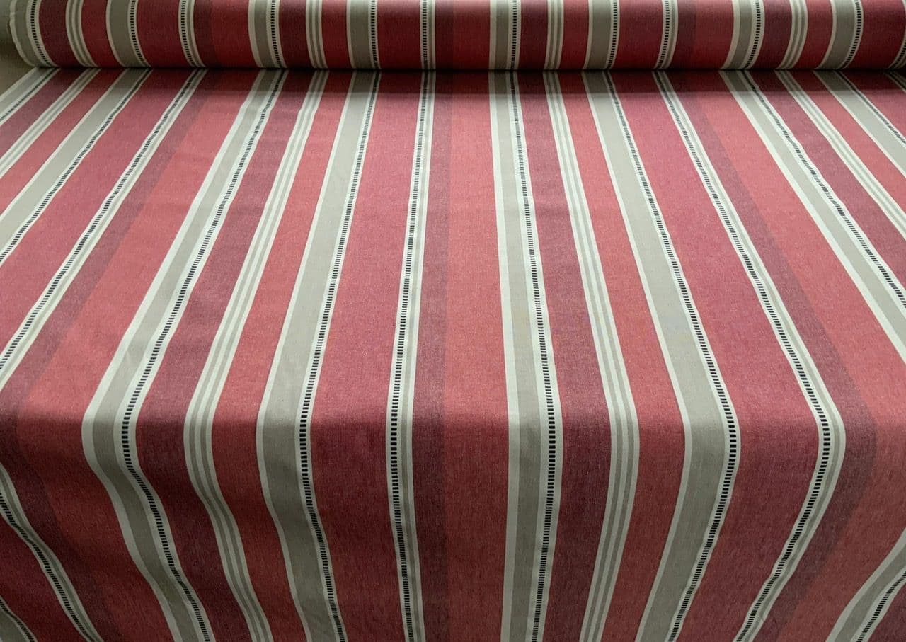 Deckchair Stripe Extra Wide French Oilcloth in Red