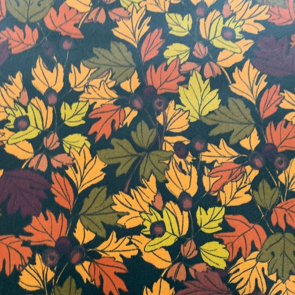 Maple Leaves Extra Wide Acrylic Oilcloth in Ochre